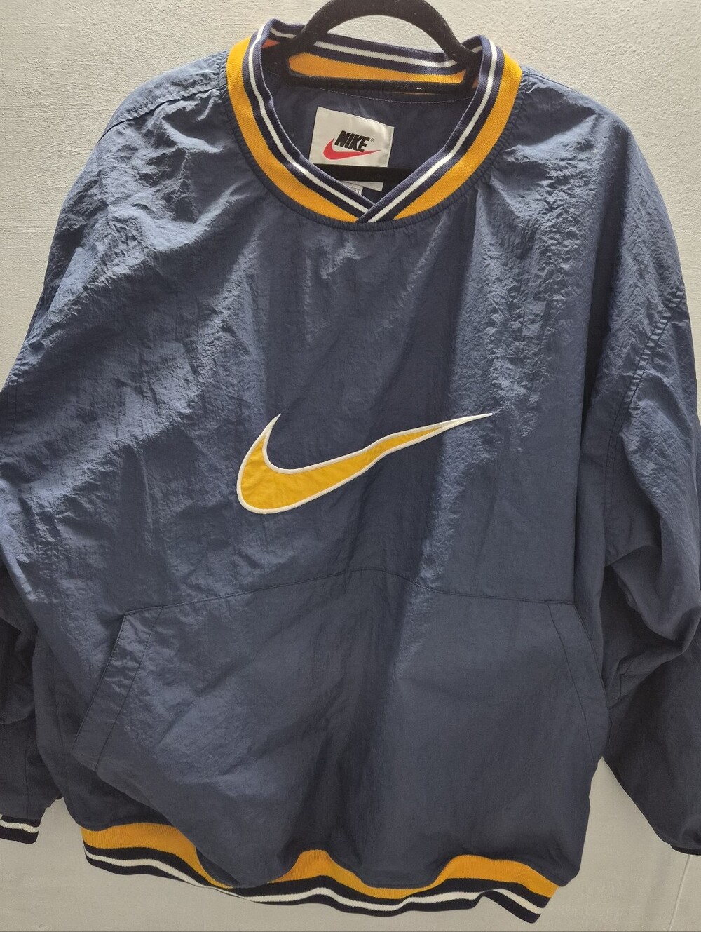 Nike Vintage 1990 Men’s Navy Windbreaker with Yellow Swoosh